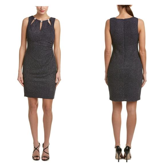 Eliza J Glitter Cocktail Dress with Cut-Out Neckline size 2 - Picture 1 of 8
